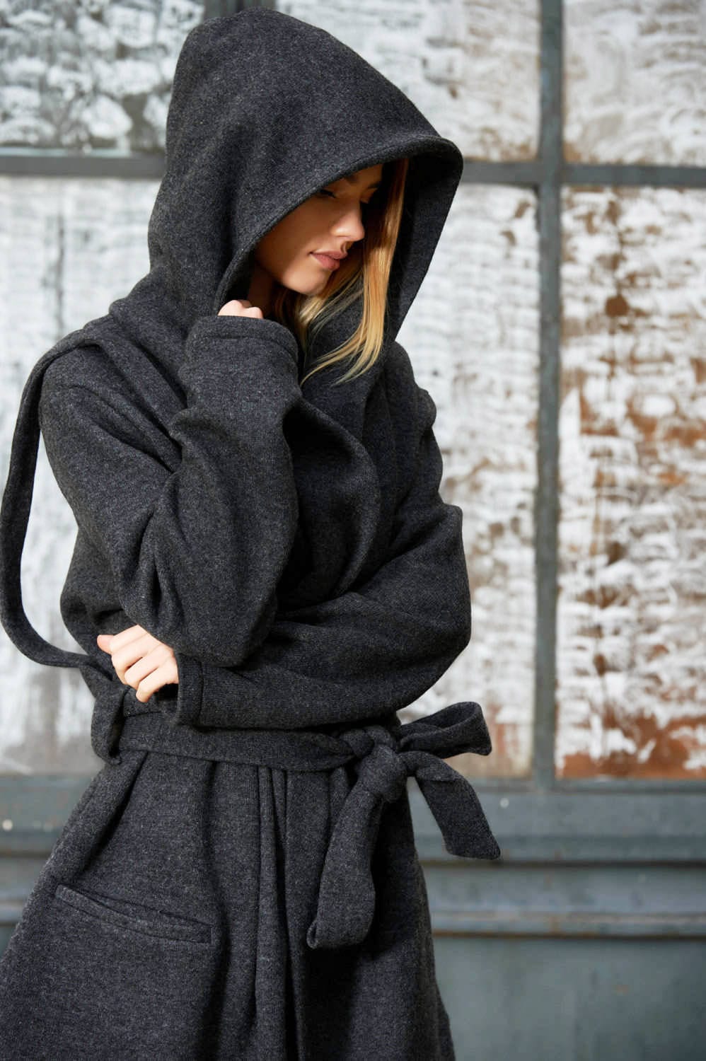 Black coat with sale hood