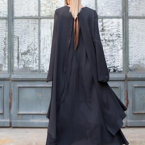 Plus Size Maxi Dress, Maxi Dress, Black Maxi Dress, Maxi Kaftan, Long Cocktail Dress, Gothic Dress, Avant Garde Clothing, Plus Size Clothing image 2