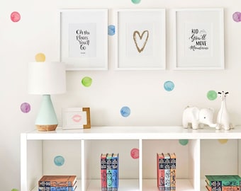 Pastel Watercolor Polka Dot Wall Decals, Bohemian Chic Decor