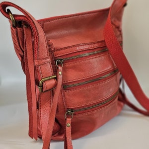 LUCKY Bolso bandolera de piel rojo