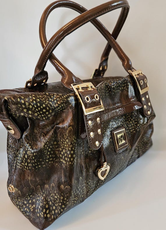 Sharif Studio Women s Genuine Leather Gold Hardware Brown Shoulder Handbag Etsy