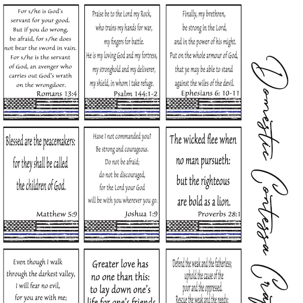 Law Enforcement Prayer Cards, Scripture Cards, Prayer Card, Daily Prayer, Thin Blue Line Printable, Police Officer Prayers, Wallet Size