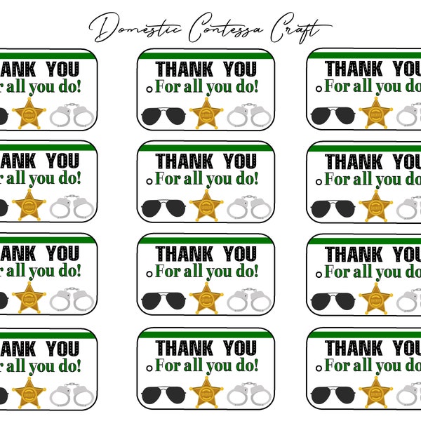 Law Enforcement Appreciation Tag, Thin Blue Line Tag, Sheriff Appreciation Printable, Treat Bags, Thin Blue Line Printable, Deputy, Sheriff