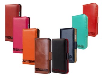 Genuine Leather iPhone SE 5 5S Wallet Case - Personalised Option - Card Holder - FREE Shipping