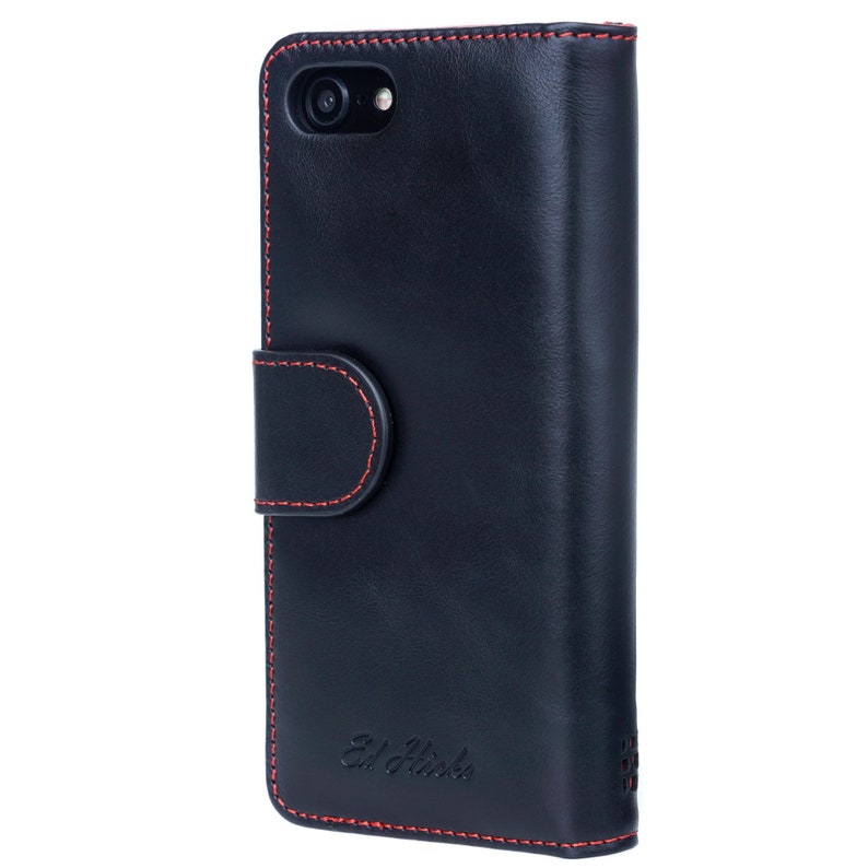 Free Shipping iPhone 8 Wallet Case Black Luxury Real Black Leather Folio Free RFID Blocking Protection UK design Card Holder