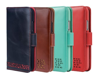 Funda de piel auténtica para iPhone 12 Pro (personalización con lámina caliente)