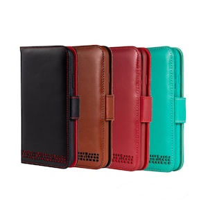 Funda premium de cuero real para iPhone 11 Wallet -Personalización con estampado de lámina caliente tradicional - Funda Folio - Embalaje reutilizable