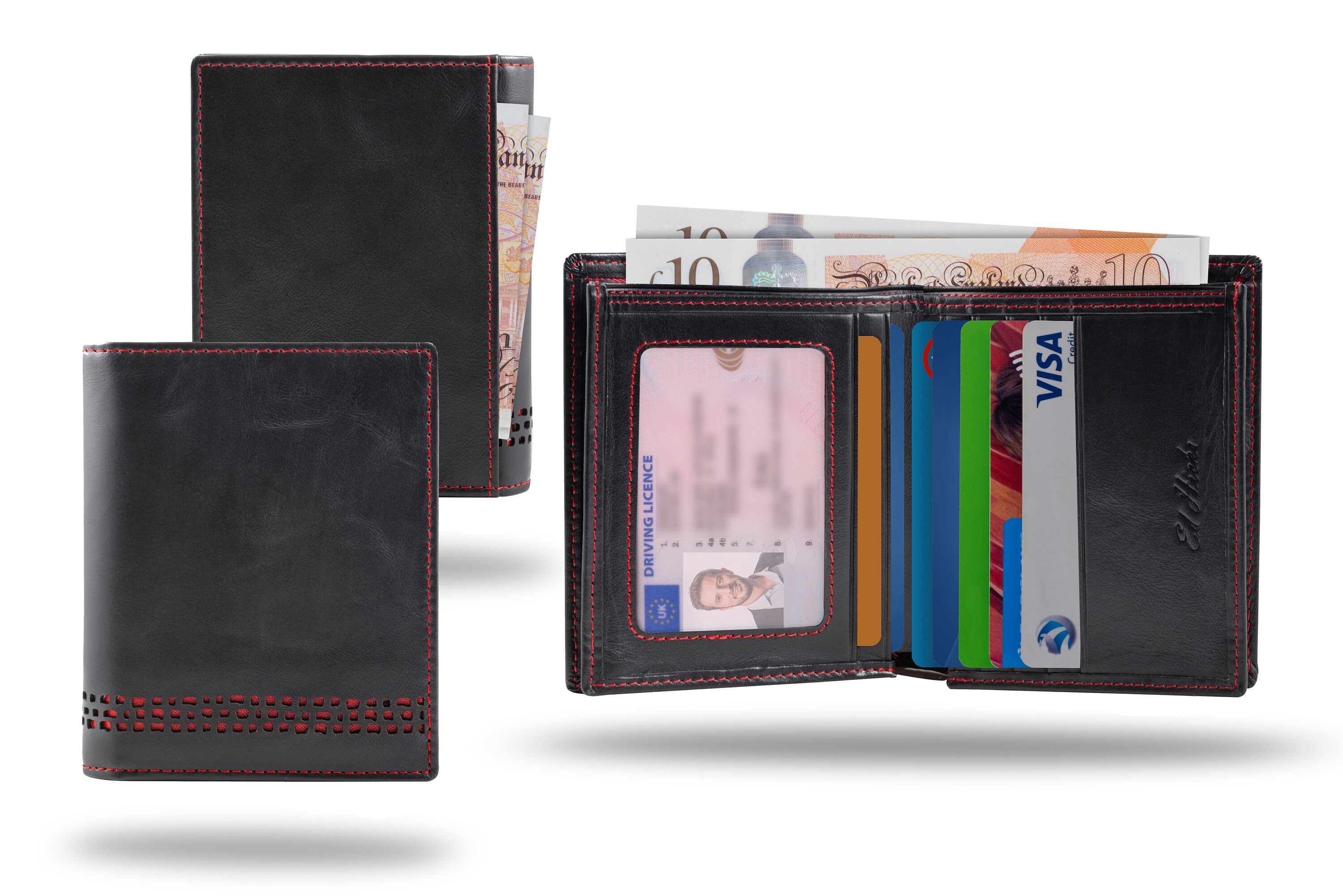 Portafoglio Anti RFID uomo pelle 8cc doc. identità Blu | Acciaio Portafoglio Anti RFID uomo pelle 8cc doc. identità Blu | Acciaio