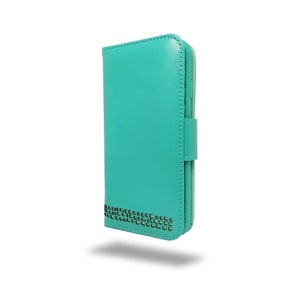 iPhone 7 Wallet Case Turquoise Blue - Luxe lederen tas - Folio - Kaarthouder - Eco Storage Bag Packaging - UK design - Gratis verzending