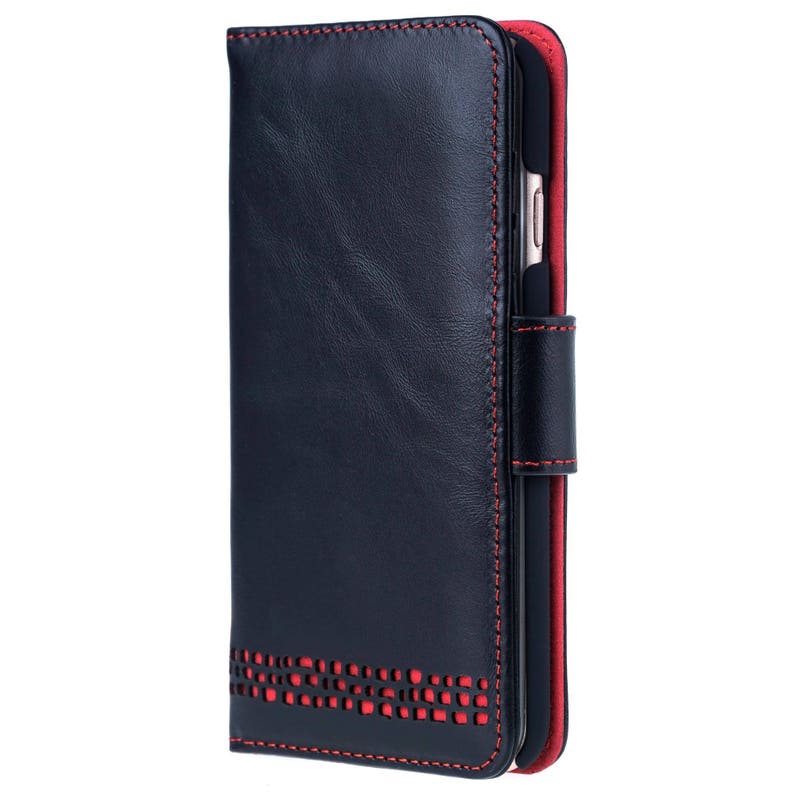 Free Shipping iPhone 8 Wallet Case Black Luxury Real Black Leather Folio Free RFID Blocking Protection UK design Card Holder
