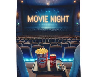 Kuschelige Movie Night Samt-Plüsch-Decke | Weicher Fleece Überwurf für das Heimkino Erlebnis, Geschenk für Filmliebhaber, Couch Dekor