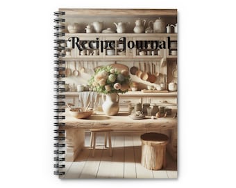 Recipe Journal Spiral Notebook - Ruled Line, Cook's Diary, Blank Recipe Book, Food Planner, Kitchen Organizer, Cooking Gift