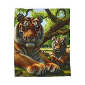 Samt-Plüsch-Decke mit Tiger-Thema, gemütliches Wohndekor für Tierliebhaber, Geschenk für Kinder, Camping, gemütliche Nächte, Decke für Tierliebhaber