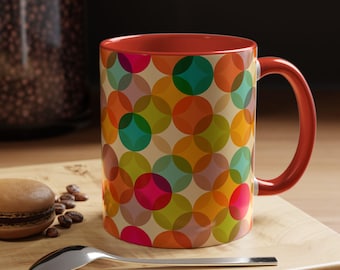 Kleurrijke stip koffiemok | Levendige keramische accentmok voor thuis, op kantoor, als cadeau, theeliefhebbers, decoratief drinkgerei, leuk vakantiecadeau