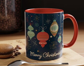 Taza de café navideña, idea de regalo para las fiestas, taza navideña, linda vajilla de cerámica, decoración navideña para el hogar.