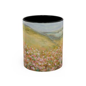 Floral Accent Coffee Mug, Boho Garden Mug for Tea Lovers, Colorful Gift for Friends, Coffee Lovers, Home Decor