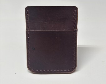 Cartera para dos tarjetas con bolsillos - Horween Burgundy Chromexcel
