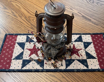 Primitive Farmhouse Americana Patriotic Table Runner Item #1885