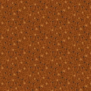 May include: A seamless pattern featuring a repeating design of brown branches with small, dark blue and light gold stars scattered throughout.