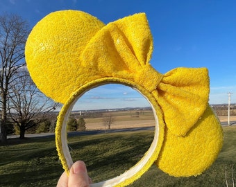Sunny Yellow Sequin Ears with wrapped headband