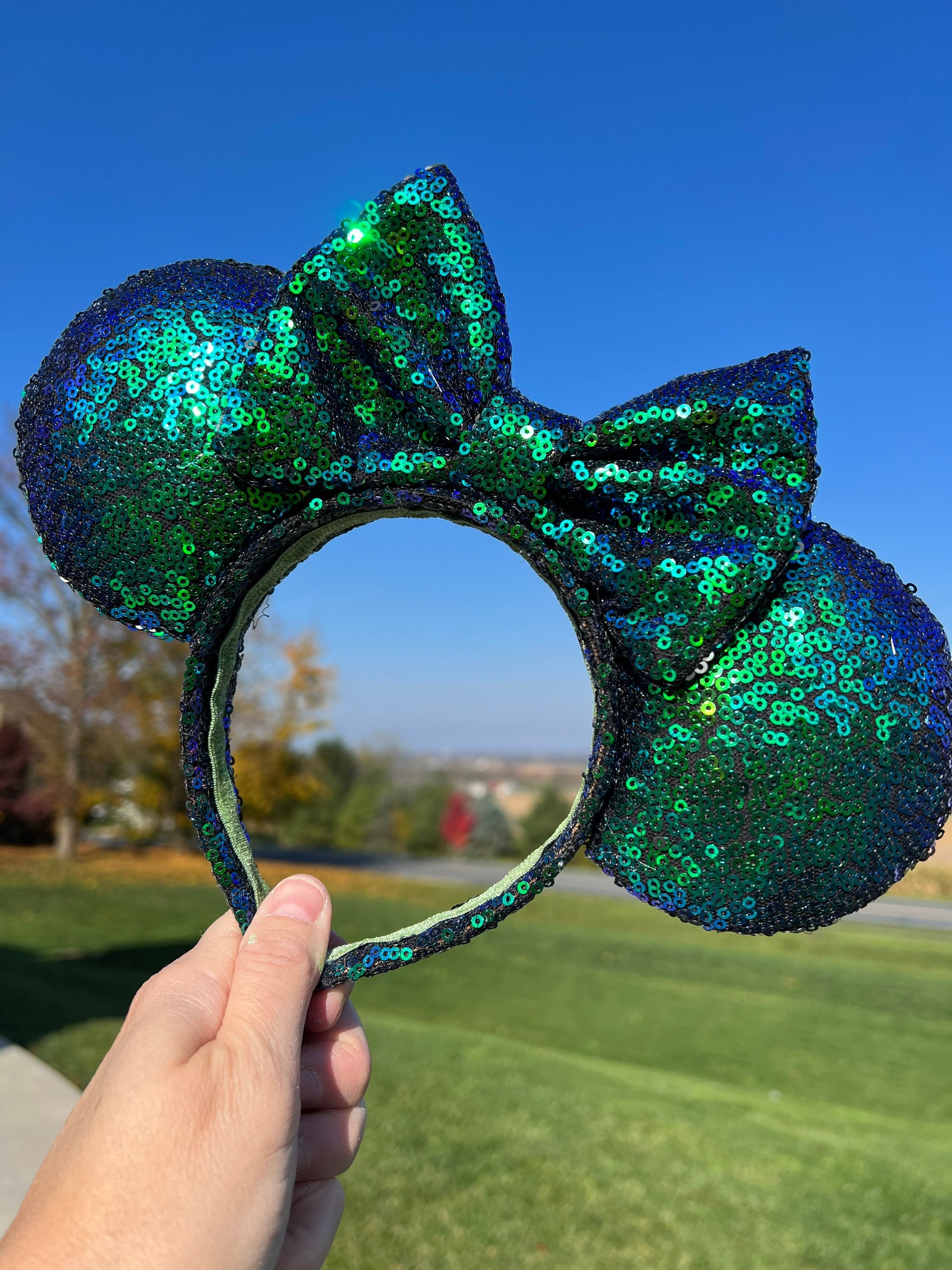 Disney Multicolor Sequin Minnie Ears with Metallic Teal Bow SHDL - Tron Minnie Mouse  main image 3