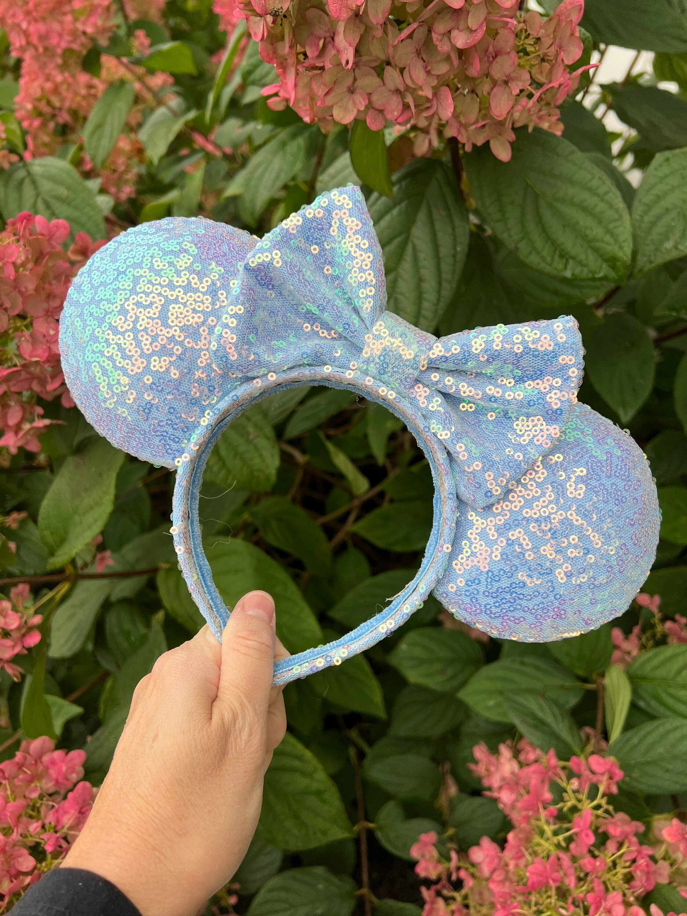 New Year Light-Up Sequin Ear Headband - Teal & Iridescent Dark Teal Sequin Ears – TDR – Minnie Ear Collectors main image 2