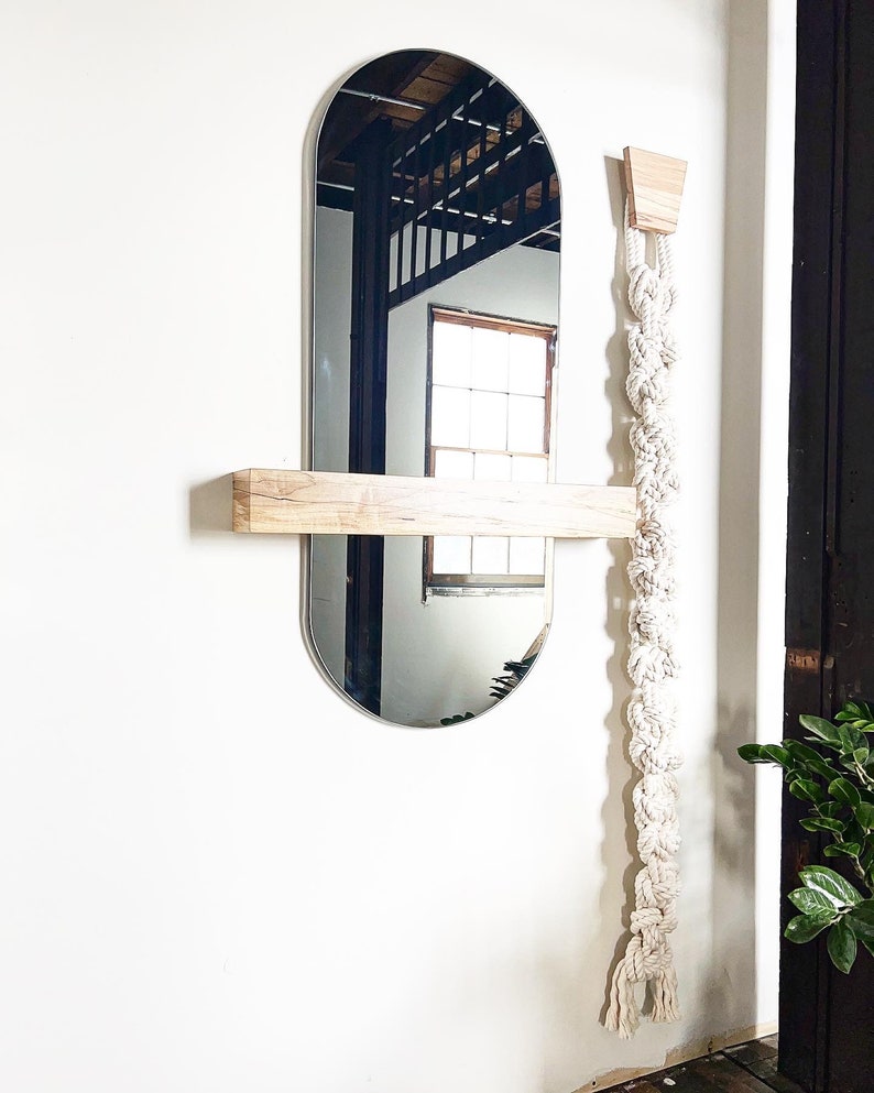 Racetrack Full-length Aria mirror with Legato Floating Ledge-Modern Mirror Concept-Long Mirror-Floating Shelf image 4