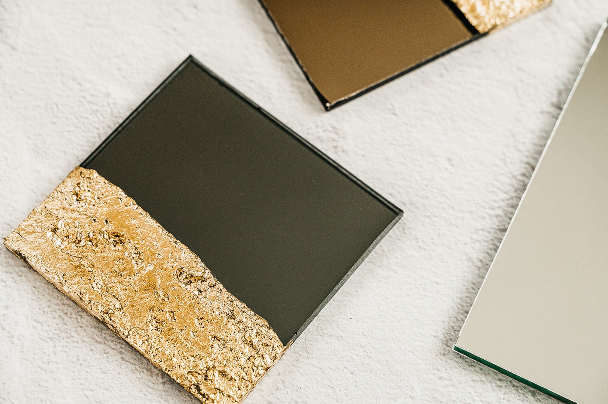 Textured Square Mirror, Abstract Wall Decor, Modern Tinted Glass Mirror ...