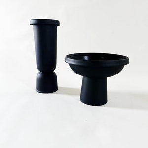 Black Ceramic Vases, modern Vase, Brass chains fringe, bowl, ceramic image 1