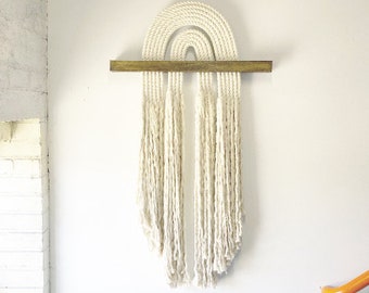 Macrame Wall Hanging "Flow"- Textile Fiber Knot Art, Fringe Scandi Style, Bohemian Accent, Rope Art