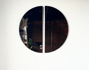 Aria « REFRACT » Circle Reflected Mirror Set-Standard Size Mirror, miroir moderne, miroir demi-cercle, miroir teinté