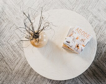 Low Drum Round Textured Coffee Table-"Drumline" Collection-Modern Coffee table, Textured Table