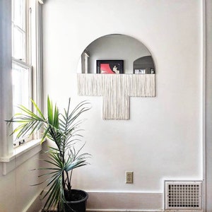 Half-Circle Fringe Mirror: Aria-Duet Large WITHOUT Accent Bar-Boho Mirror, Half-Moon Mirror, Macrame Mirror, Modern Mirror image 7