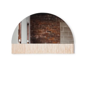 Half-Circle Fringe Mirror: Boho Macrame Wall Decor-"Aria Solo Small"