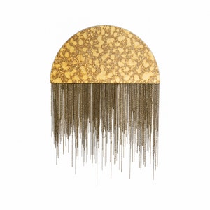 Aria "Solo"-Distressed Antique Gold, brass chains, antique mirror, distressed mirror, modern mirror, brass fringe