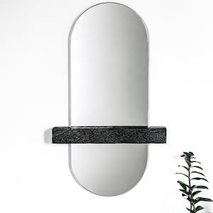 Racetrack Full-length Aria mirror with Legato Floating Ledge-Modern Mirror Concept-Long Mirror-Floating Shelf image 1