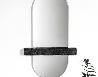 Racetrack Full-length "Aria" mirror with "Legato" Floating Ledge-Modern Mirror Concept-Long Mirror-Floating Shelf