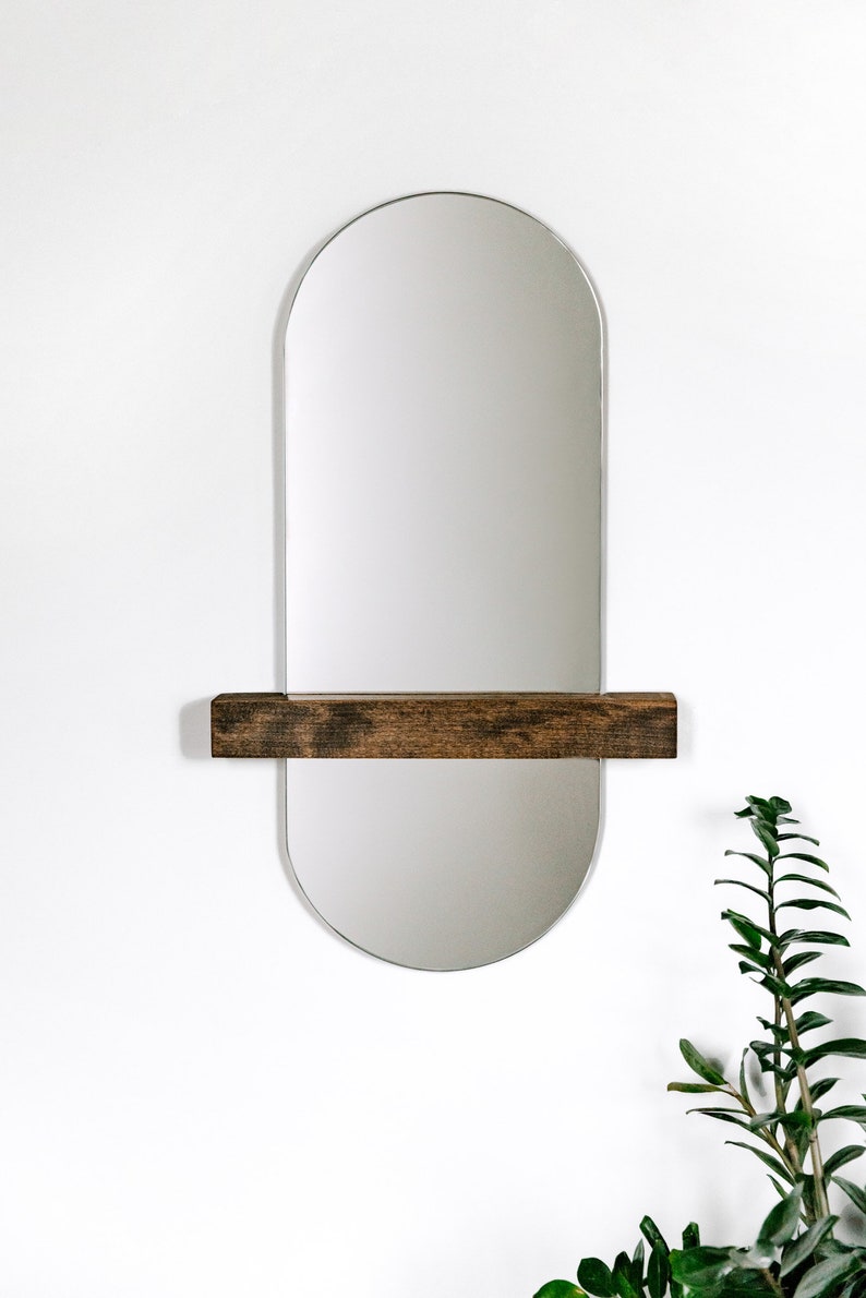 Racetrack Full-length Aria mirror with Legato Floating Ledge-Modern Mirror Concept-Long Mirror-Floating Shelf image 7