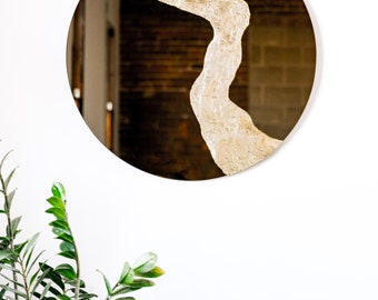 Modern Mirror &quot;Glissando&quot; in Slide Style Design-tinted Mirror, Oversized Round Mirror, Round Mirror, Abstract Mirror