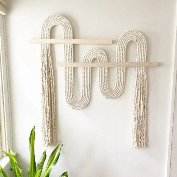 SMALL Vibrato© STRAIGHT CUT Ends-macrame Wall Hanging, Textile