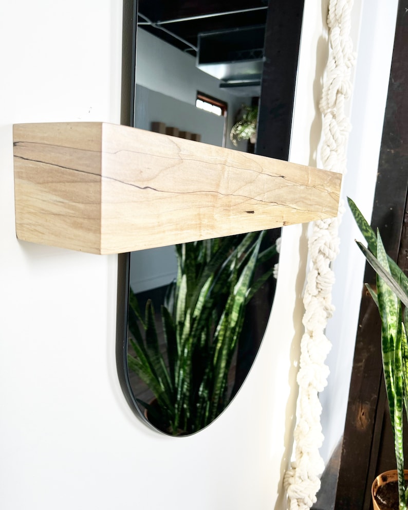 Racetrack Full-length Aria mirror with Legato Floating Ledge-Modern Mirror Concept-Long Mirror-Floating Shelf image 2