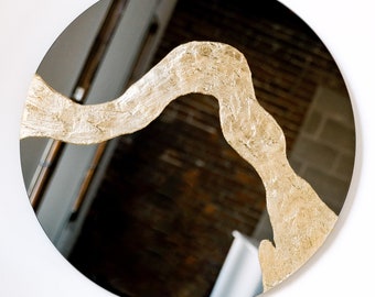 Modern Mirror &quot;Glissando&quot; in Cross Over Style Design-Mirror, tinted mirror, Oversized Round Mirror, Round Mirror, Abstract Mirror