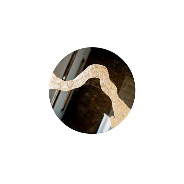 Abstract Round Mirror, Gilded Gold Textured Modern, Tinted Smoke Mirror-Glissando Crossover Round