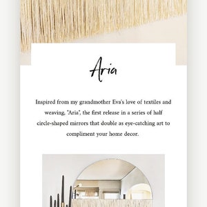 Half-Circle Fringe Mirror: Aria-Solo Straight Large NO ACCENT BAR-Boho Mirror, Half-Moon Mirror, Macrame Mirror, Modern Mirror image 3