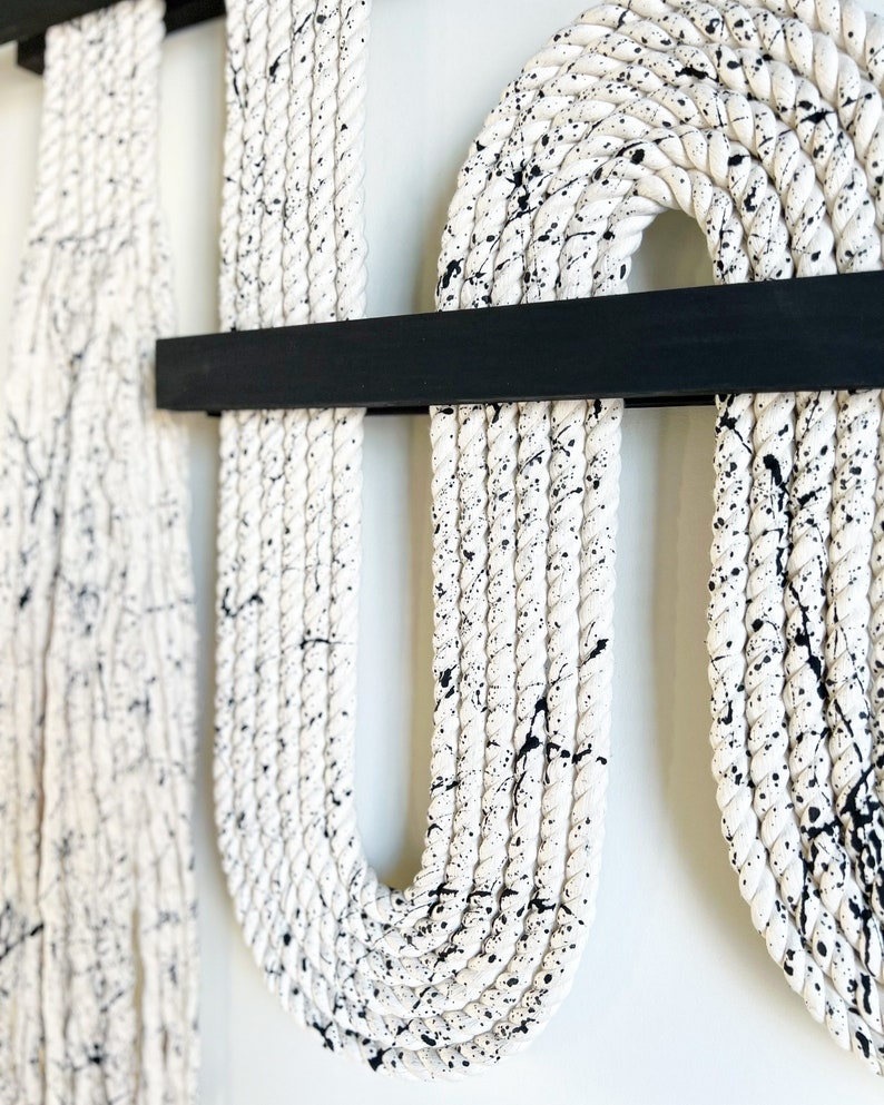 FLECK Small Vibrato© STRAIGHT CUT ends-Macrame Wall Hanging, Textile Fiber Knot Art, Fringe Scandi Style, Bohemian Accent, Rope Art image 6