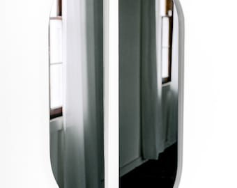 Smoke Tinted Racetrack "REFRACT" Full-Length Mirror Reflected Set,  Tinted Mirror, Tribal Mirror, Modern Texture Mirror