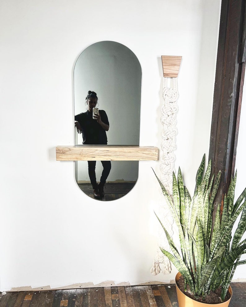 Racetrack Full-length Aria mirror with Legato Floating Ledge-Modern Mirror Concept-Long Mirror-Floating Shelf image 6