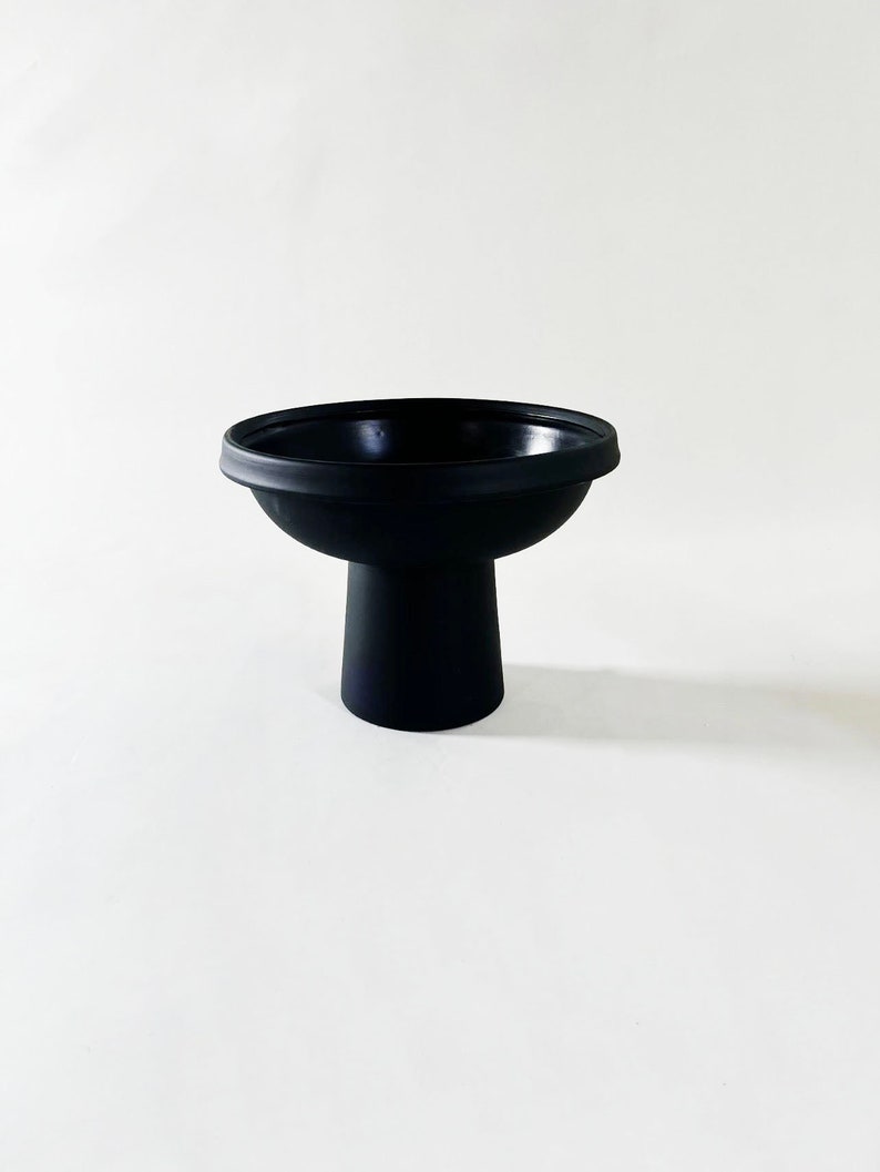 Black Ceramic Vases, modern Vase, Brass chains fringe, bowl, ceramic image 2