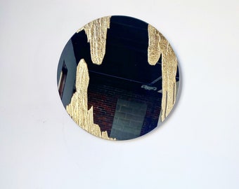 Modern Mirror "Stalactite Stalagmite”-Tinted Mirror, Oversized Round Mirror, Round Mirror, Abstract Mirror