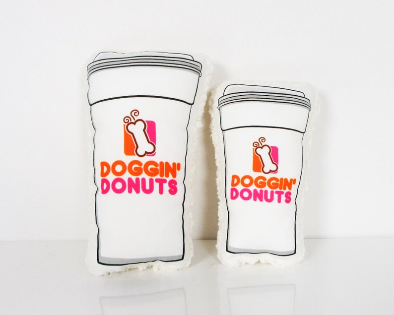 Coffee lover gift Funny dog toy Doggin/' Donuts dog toy Dunkin donuts gift Squeaker dog toy Dunkin Donuts cup Dunkin Donuts